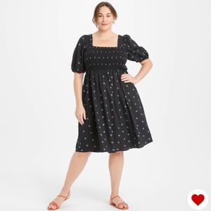 Plus Size Smocked Puff Sleeve Dress w/ pockets